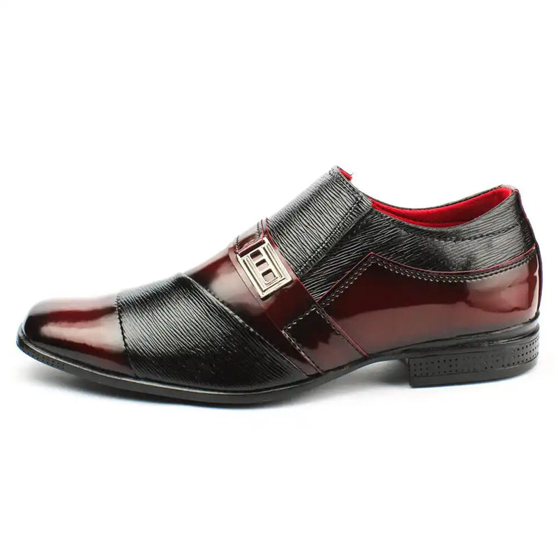 Sapatos sociais masculinos de luxo moderno confortável sintético duas cores detalhe metal calce fácil moda elegante 837
