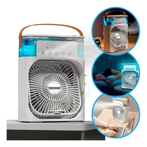 Mini ventilador umidificador climatizador de ar portatil